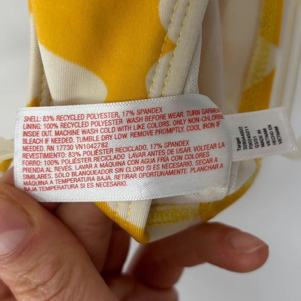 Cat & Jack Bikini Top Kids 4T Yellow White Heart Print Swim Beach Summer Cute
